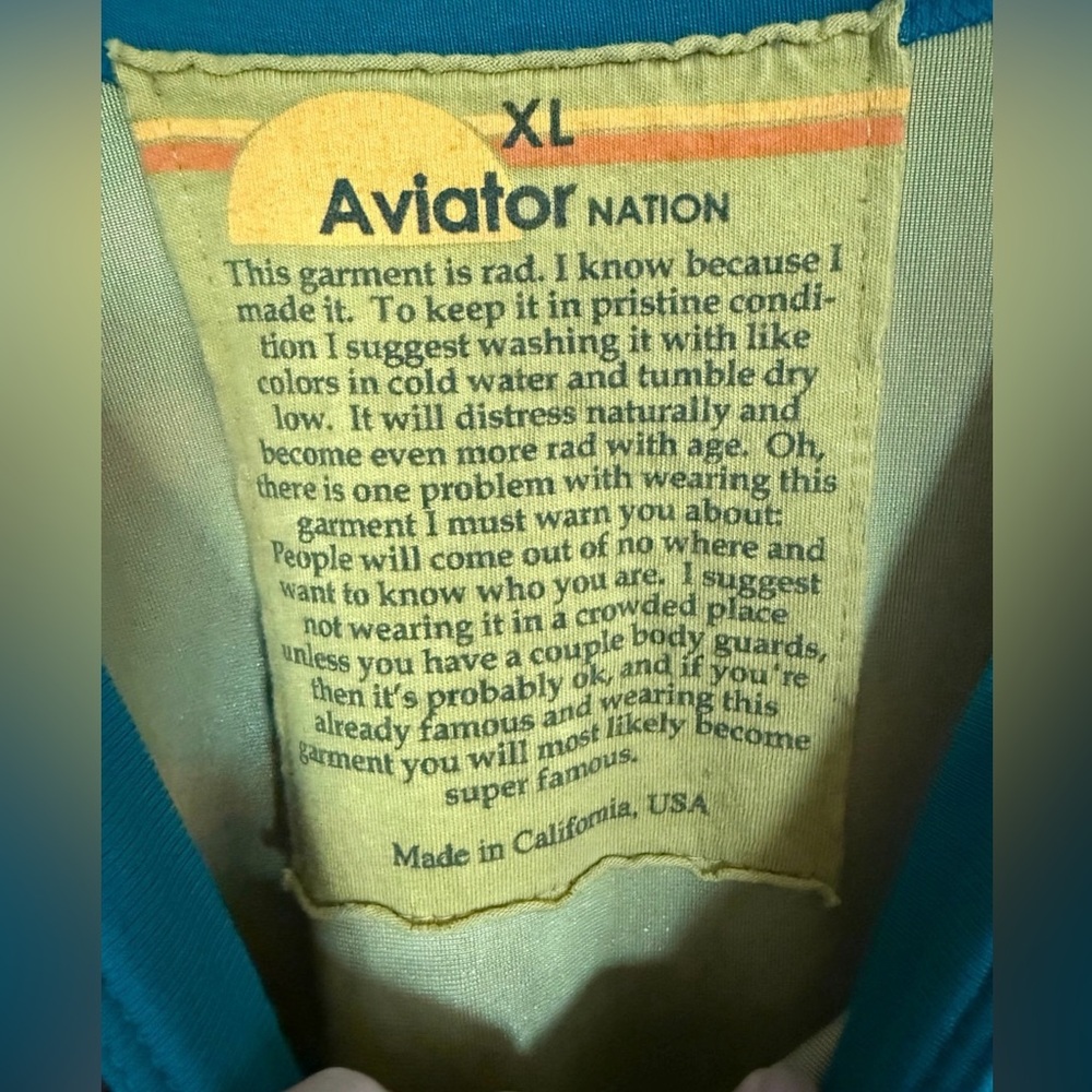 Extremely Rare Aviator Nation Velvet Shark Crewneck Size XL Unisex Sweater Teal - Picture 5 of 6